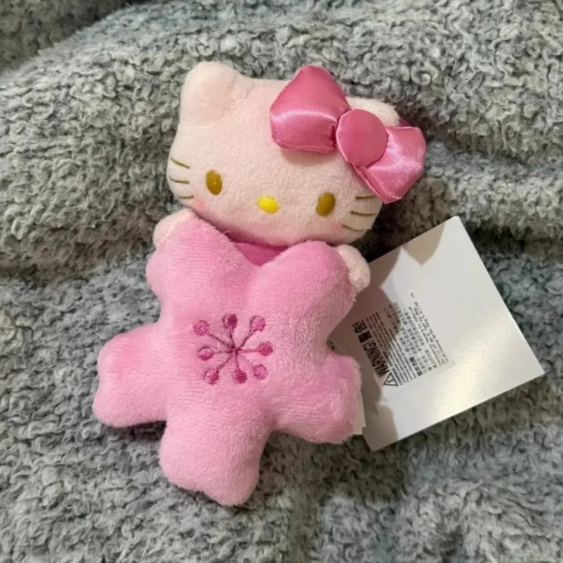 Sanrios Black Skin Cherry Blossom Series Plush Doll Pendant  Sakura Hello Kitty Plush Toys Kawaii Keychain Backpack Pendant gift
