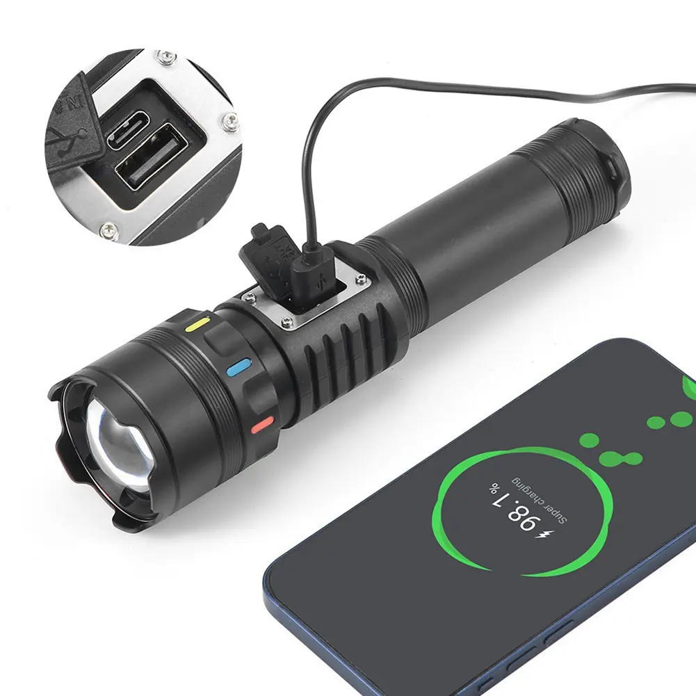 Rechargeable High Lumens Flashlight with 3 Lighting Mode Aluminum Handheld Flashlight Portable Flashlight for Camping Essentials