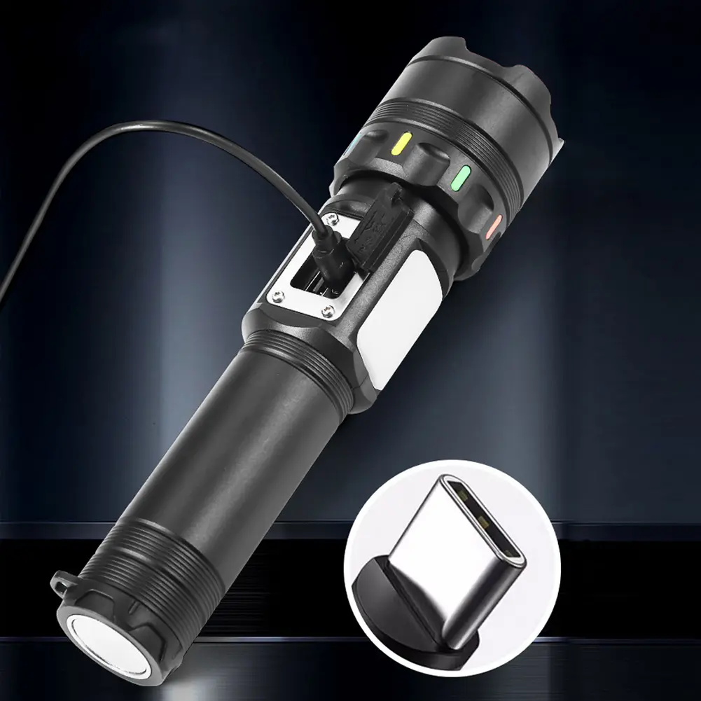 Rechargeable High Lumens Flashlight with 3 Lighting Mode Aluminum Handheld Flashlight Portable Flashlight for Camping Essentials