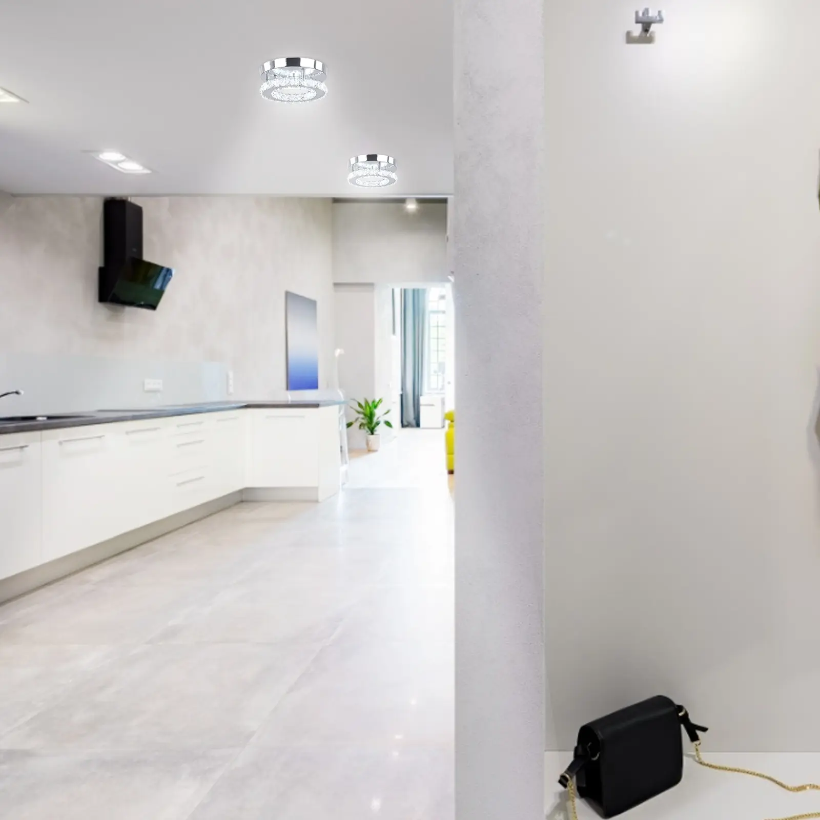 Small LED Ceiling Light Art Gallery Decoration Light Fixture Close to Ceiling Light in Clear Crystal Lamp