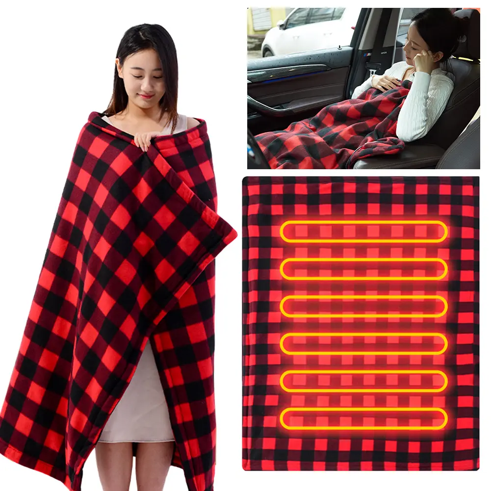 Car Electric Heated Blanket Electric Pad Heater Fast Heating 12V Soft Heating Mat 9 Adjustable Temperature for Car Camping