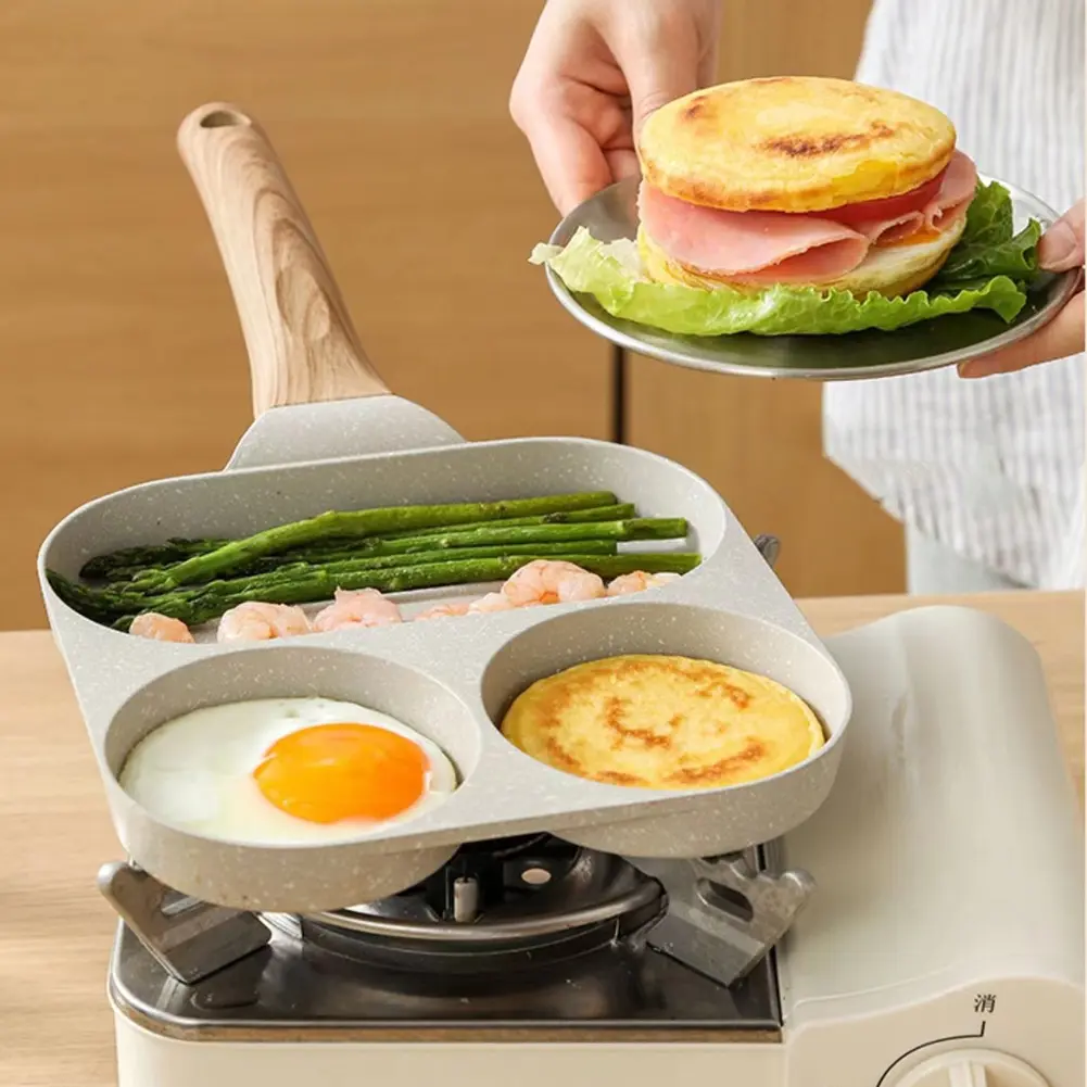 Medical Stone Pancake Pan Nonstick Granite Omelette Skillet 3-Cup Grill Pan for Gas Stove and Induction Cookware