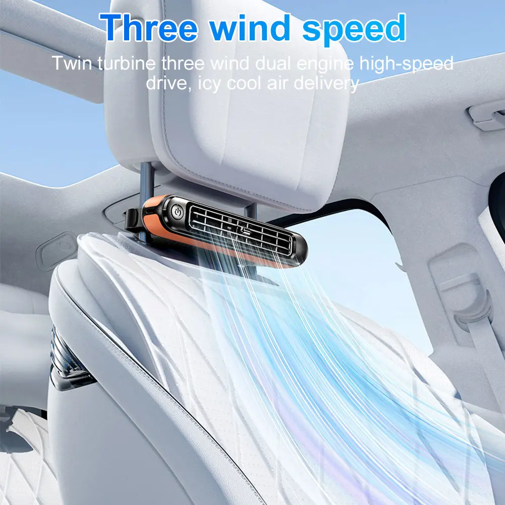 Backseat Cooling Fan Vehicle Rear Headrest Fans Three Wind Speeds Cooling Air Fan Portable Fan for Sedan SUV RV Truck