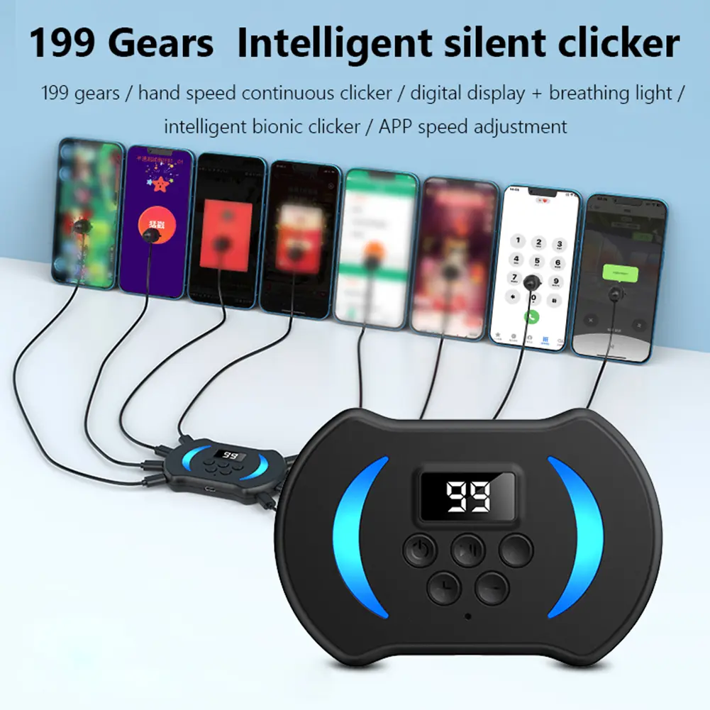 Mobile Phone Screen Auto Clicker with Digital Display & Blue Light Auto Tapper Taps for Games Live Broadcasts Deal Reward Tasks