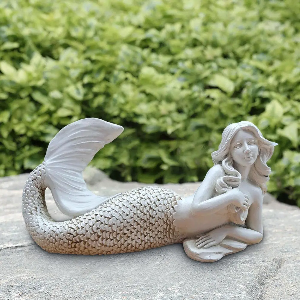 Resin Mermaid Sculpture Room Office Character Figurine Ornaments Statues Home