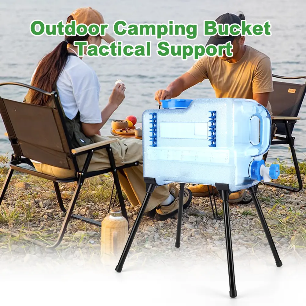 Camping Bucket Stand Strong Load Bearing Foldable Ice Box Holder Detachable Water Bucket Bracket BBQ Picnic Accessories