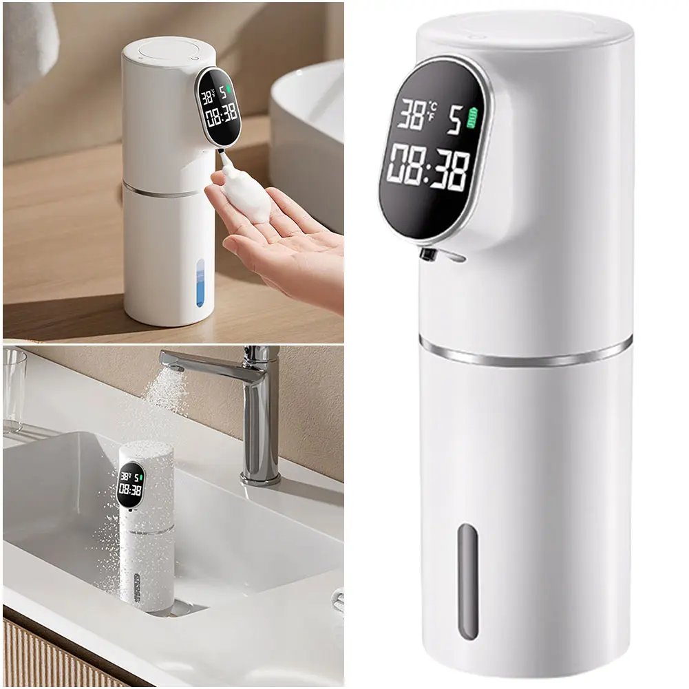 Automatic LED Display 320ML Touchless Hand Soap Dispenser Time Temperature Display Rechargeable Soap Device Washing Hand Machine
