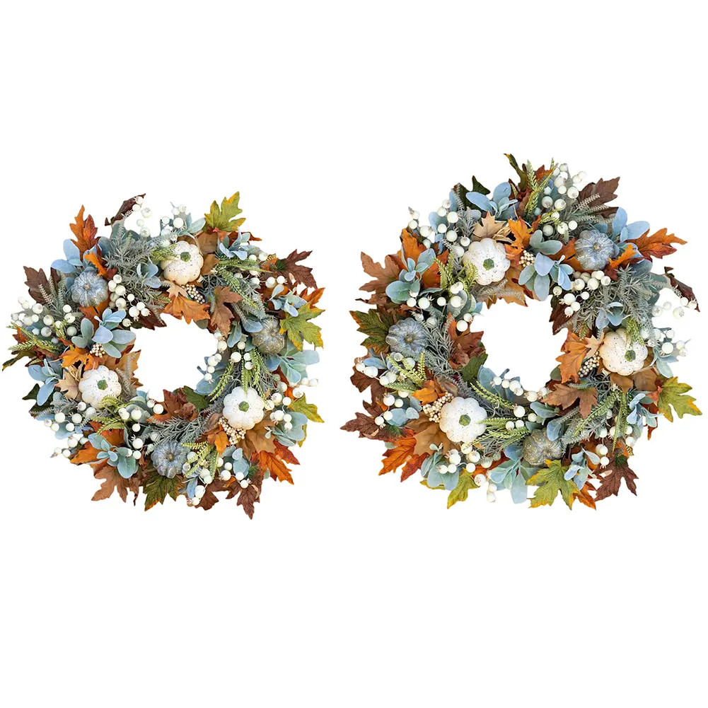 35/40cm Fall Front Door Wreath Festival Theme Pumpkin Berry Garland Decorative Autumn Wreath for Home Porch Wall Decor