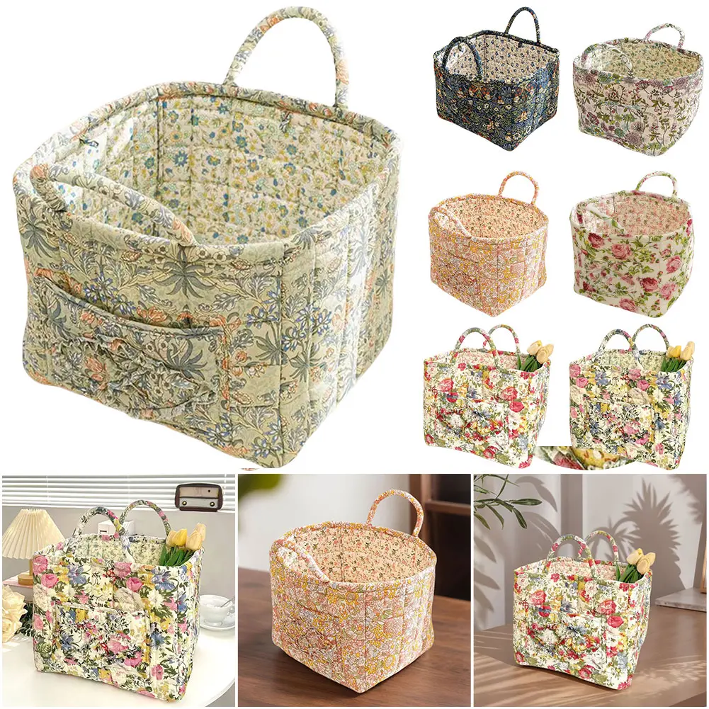 Boho Fabric Storage Basket Large Capacity Floral Laundry Basket Laundry Hamper for Clothes and Sundries