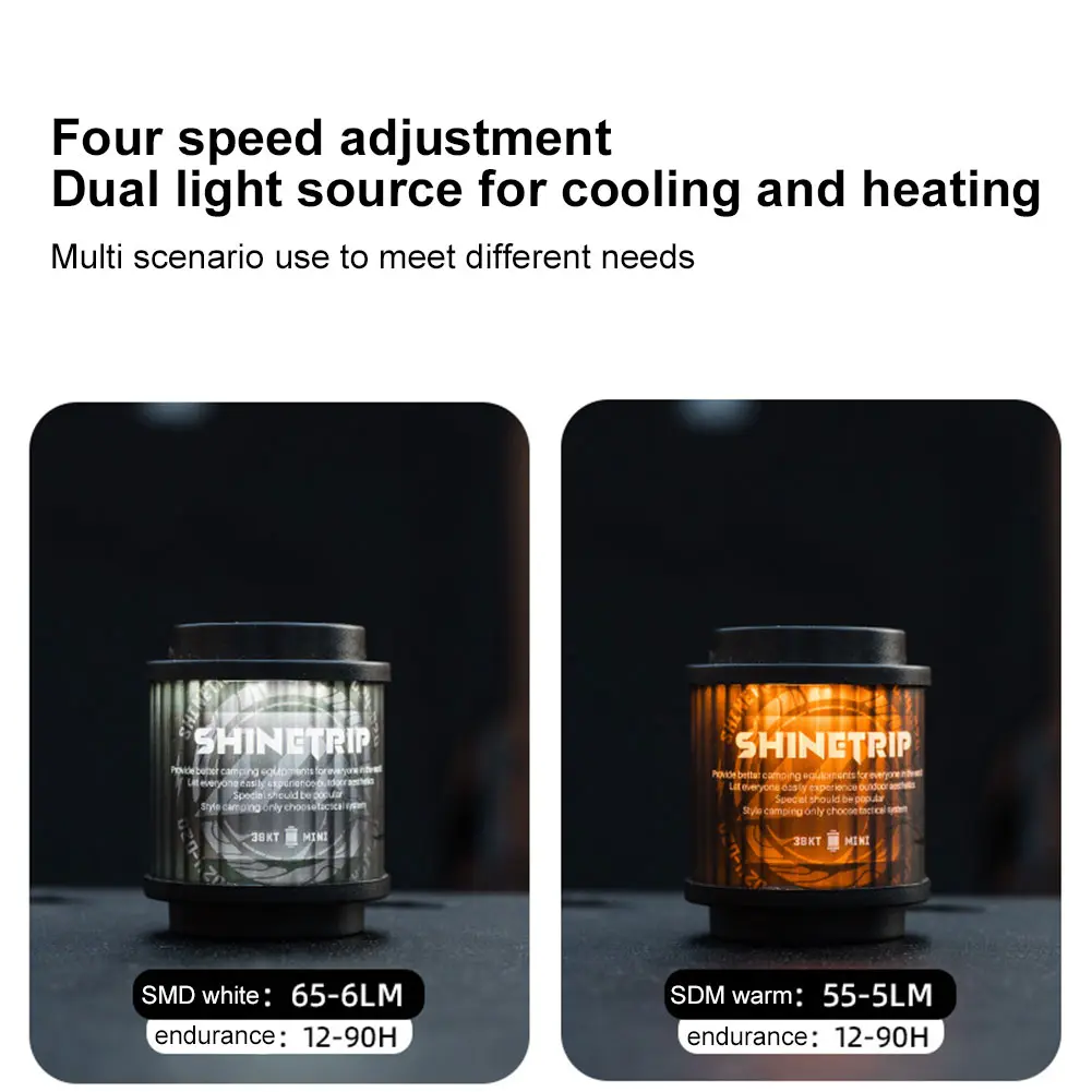 Rotable Camping Lantern Waterproof Magnetic Atmosphere Lantern Long Lasting Dimmable Emergency Lamp for Outdoor Camping Hiking