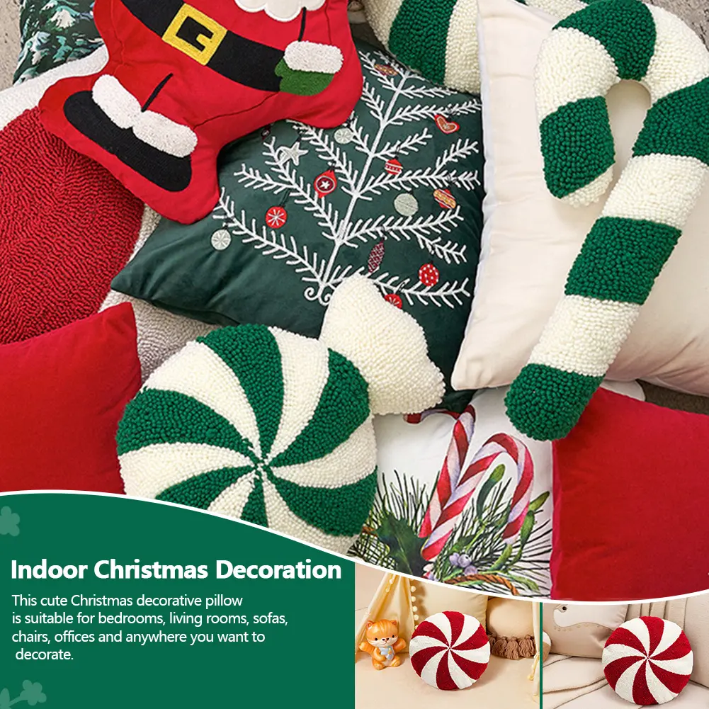 Christmas Decorative Festive Pillow Soft Spiral Candy Shaped Pillow Fluffy Plush Pillow for Home Party Decoration