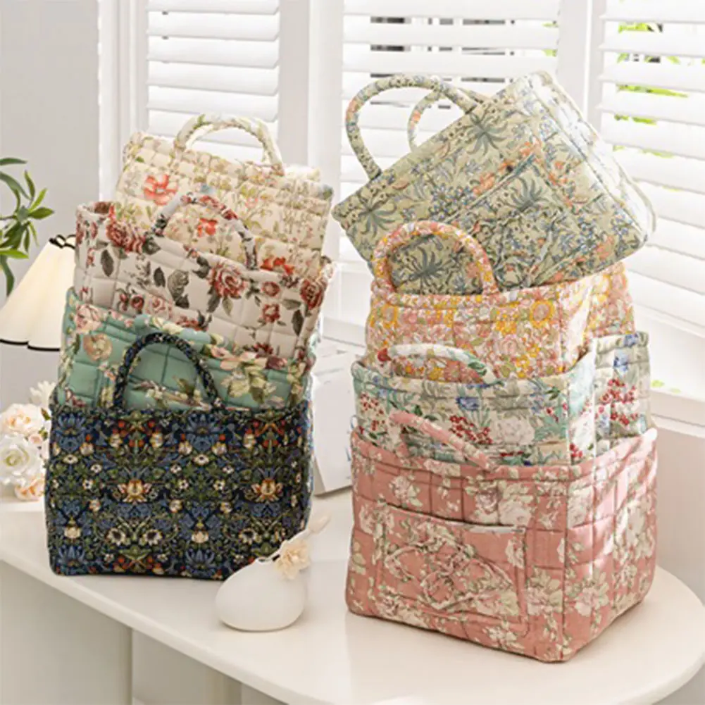 Boho Fabric Storage Basket Large Capacity Floral Laundry Basket Laundry Hamper for Clothes and Sundries