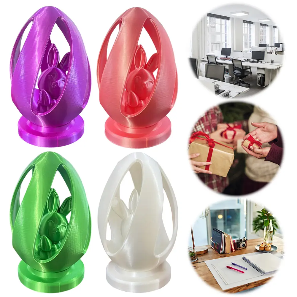 Easter Egg Wıth Rabbit Miniature Decorative Egg 3D Printed Model Rabbit Figurine Miniature Easter Egg Home Living Room Decor