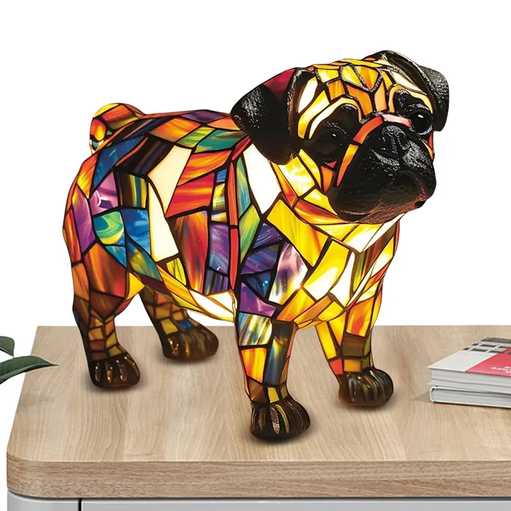 Dog Lamp Stained Resin Dog Tabletop Night Light Resin Cute Pet Dogs Themed LED Table Lamps Canine Decor Fun Gift for Dog Lovers