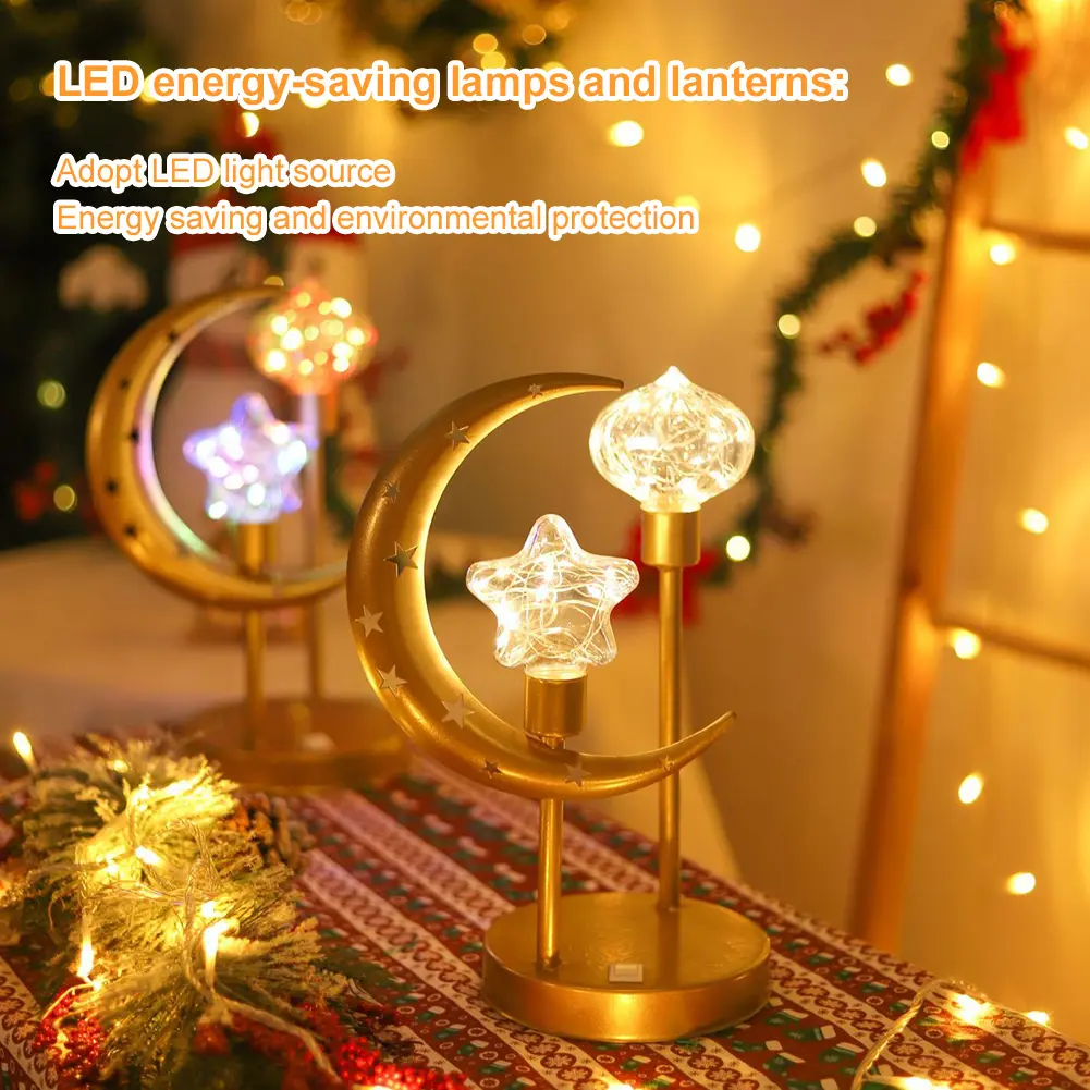 LED Moon Lamp Moon Shaped Table Lamp Battery/USB Powered Crescent Night Light Decorative Nightstand Lamp for Holiday Gifts