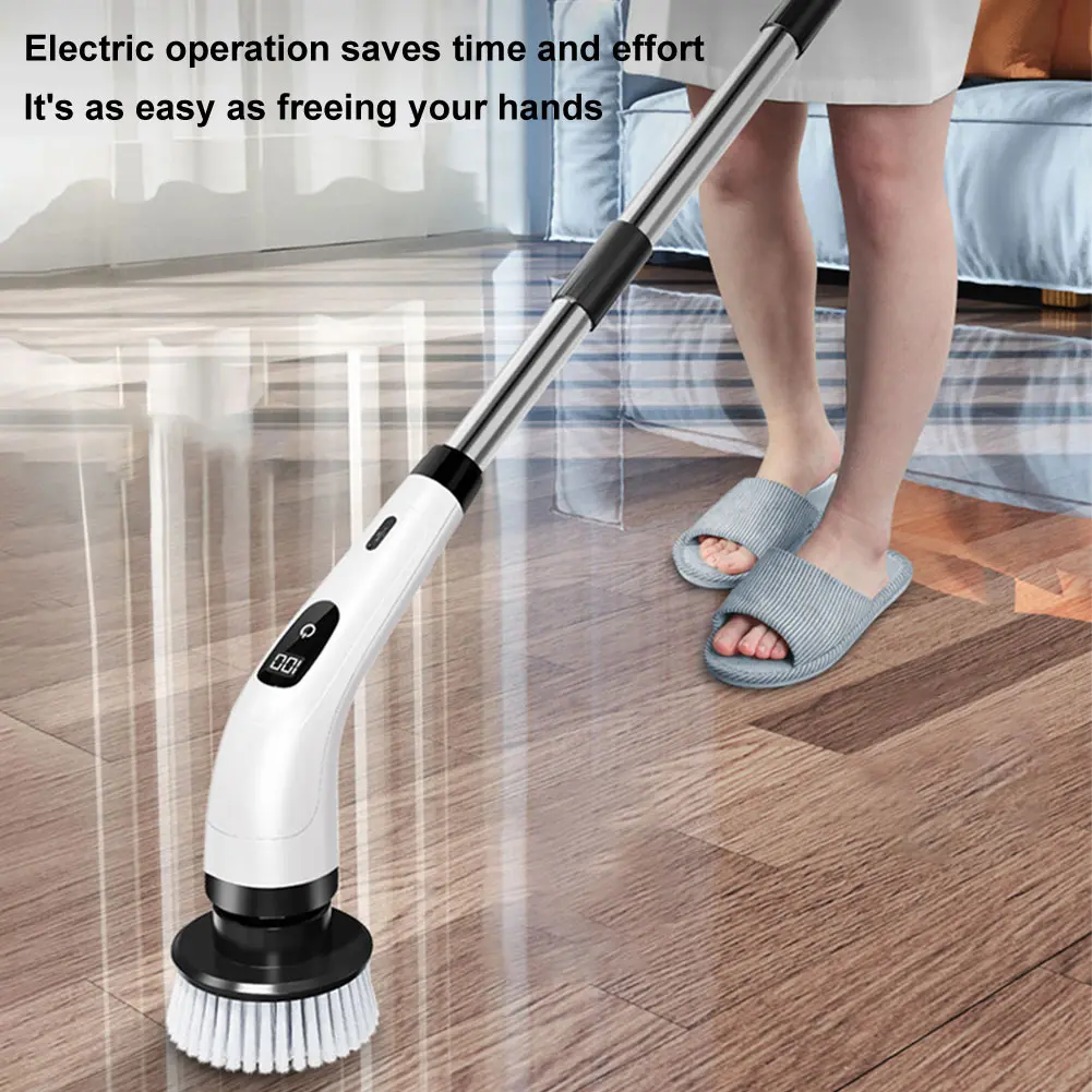 Electric Spin Scrubber Waterproof Cleaning Brush with Replaceable Brush Heads Shower Scrubber for Bathroom Kitchen Cleaning