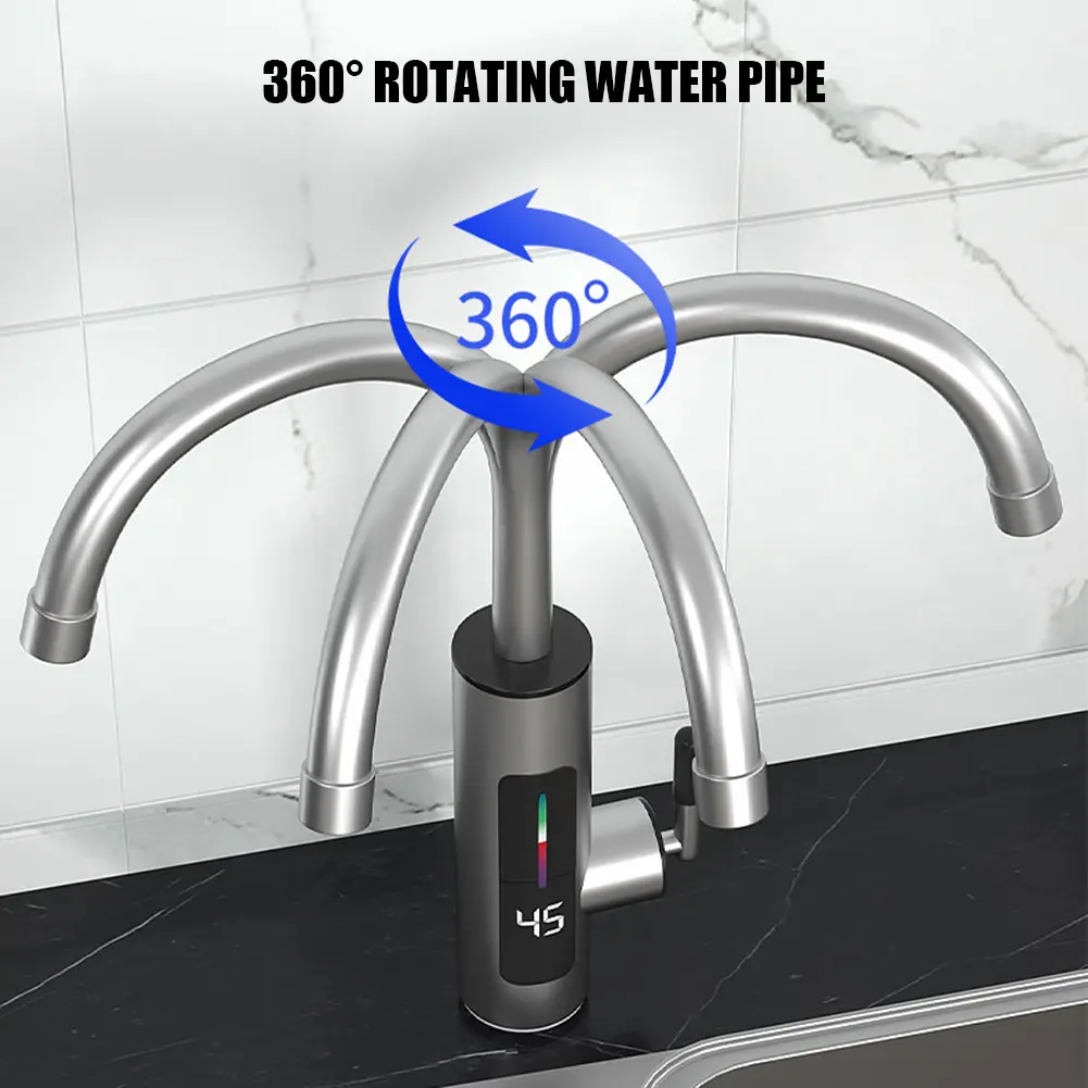 3000W Kitchen Instant Heating Faucet 360 Degree Rotation Electric Hot Water Heater Faucet Fast Heating Tap for Kitchen Bathroom
