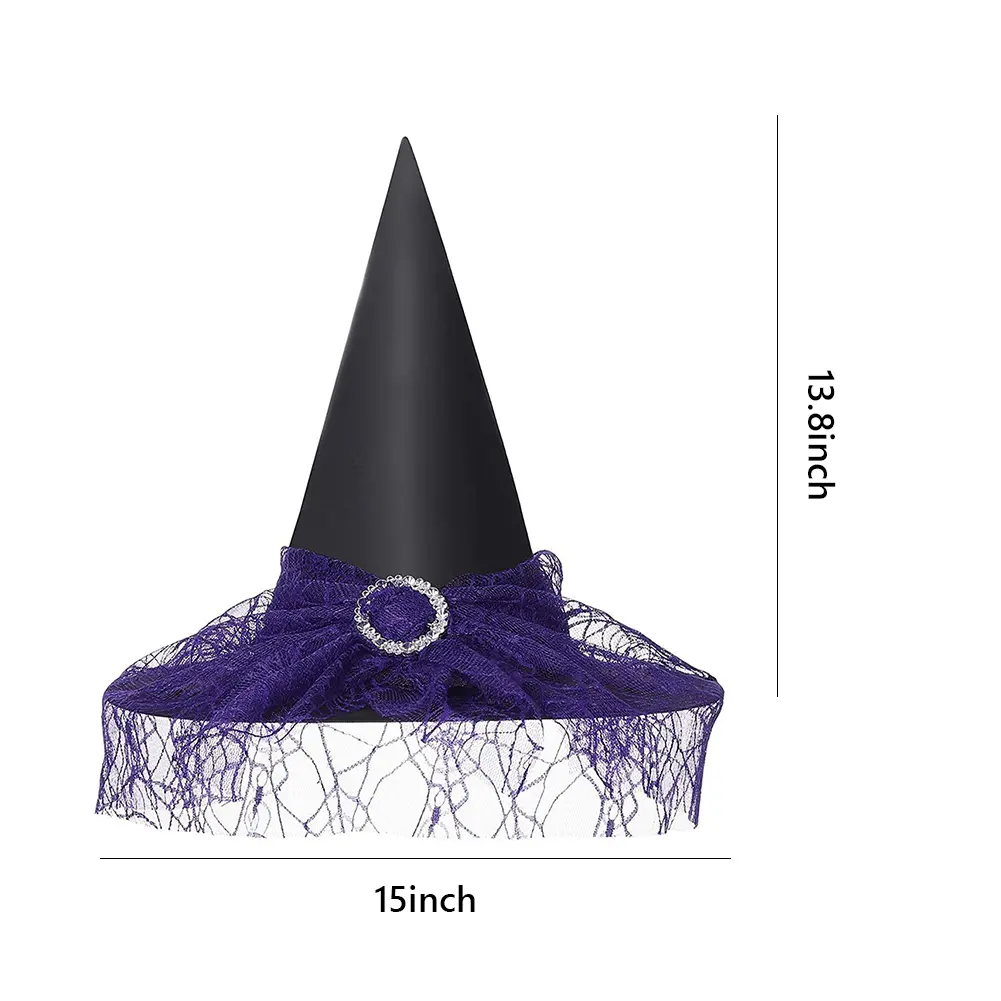 1-10PCS Black Large Ruched Witch Hat Mini Pointy Witch Hat Cosplay Party Prop Halloween Accessory Dress Up Party Supplies