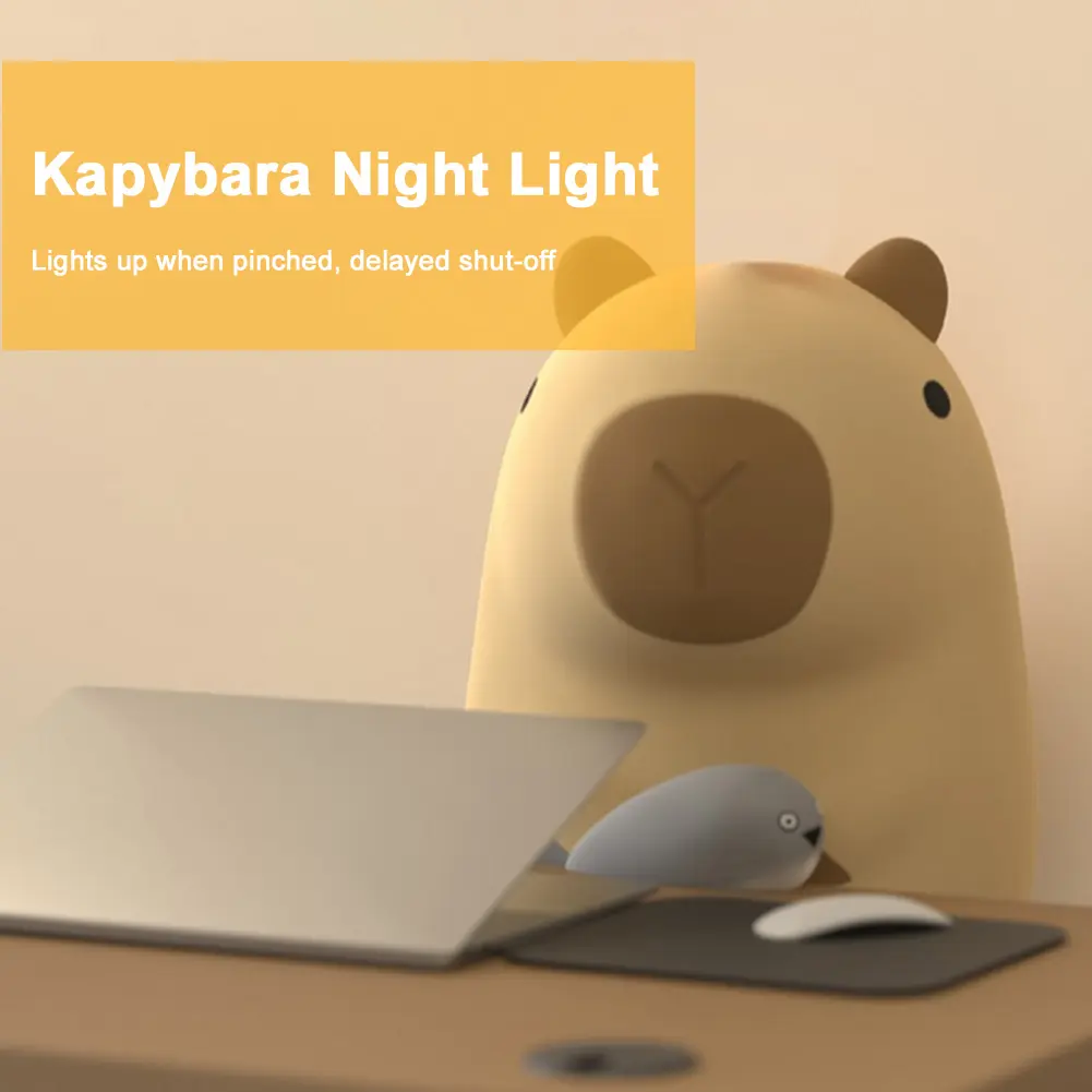 Capybara Night Light Cute Touch Lamp 2 Gear Dimmable Bedside Lamp USB Charging Nursery Nightlight for Home Bedroom Decor