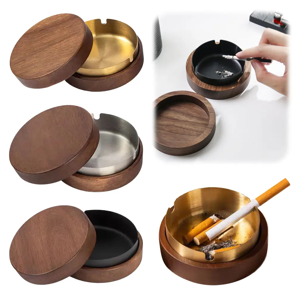 Stainless Steel Liner Ash Tray with Lid Cool Ashtray for Indoor Or Outdoor Use Patio Office & Home