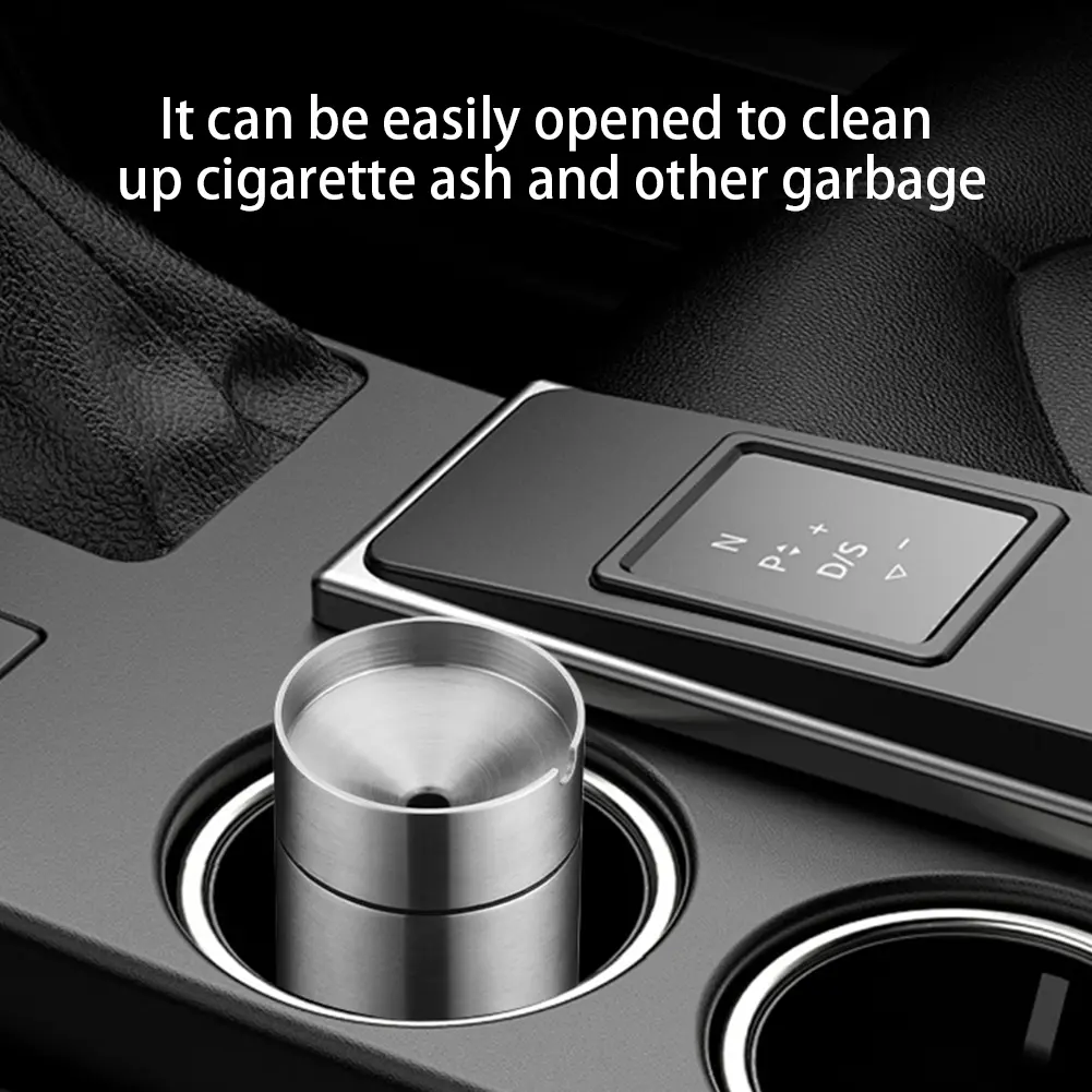 Car Ashtray with Lid Metal Auto Ashtray Smell Proof Cigarette Ashtray Stainless Steel Cigarette Ash Holder for Outdoor Travel