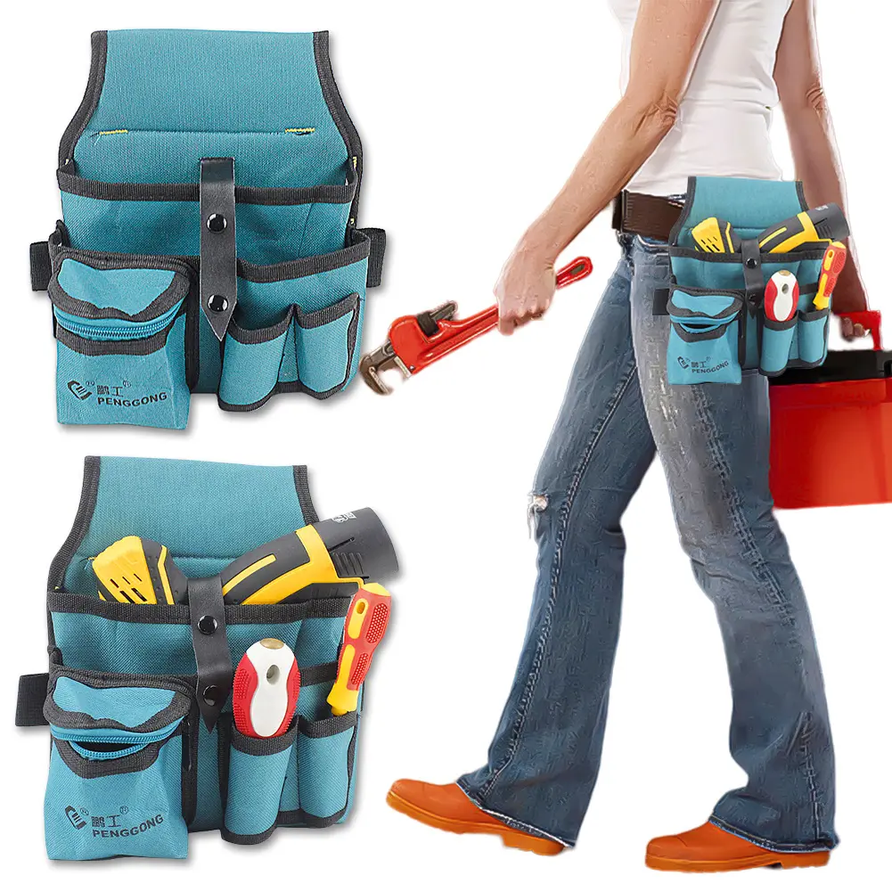 Oxford Cloth Electrician Waist Tool Bag Waterproof Multi-pockets Waist Pocket Portable Tool Pocket for Drill Wrench Screwdriver