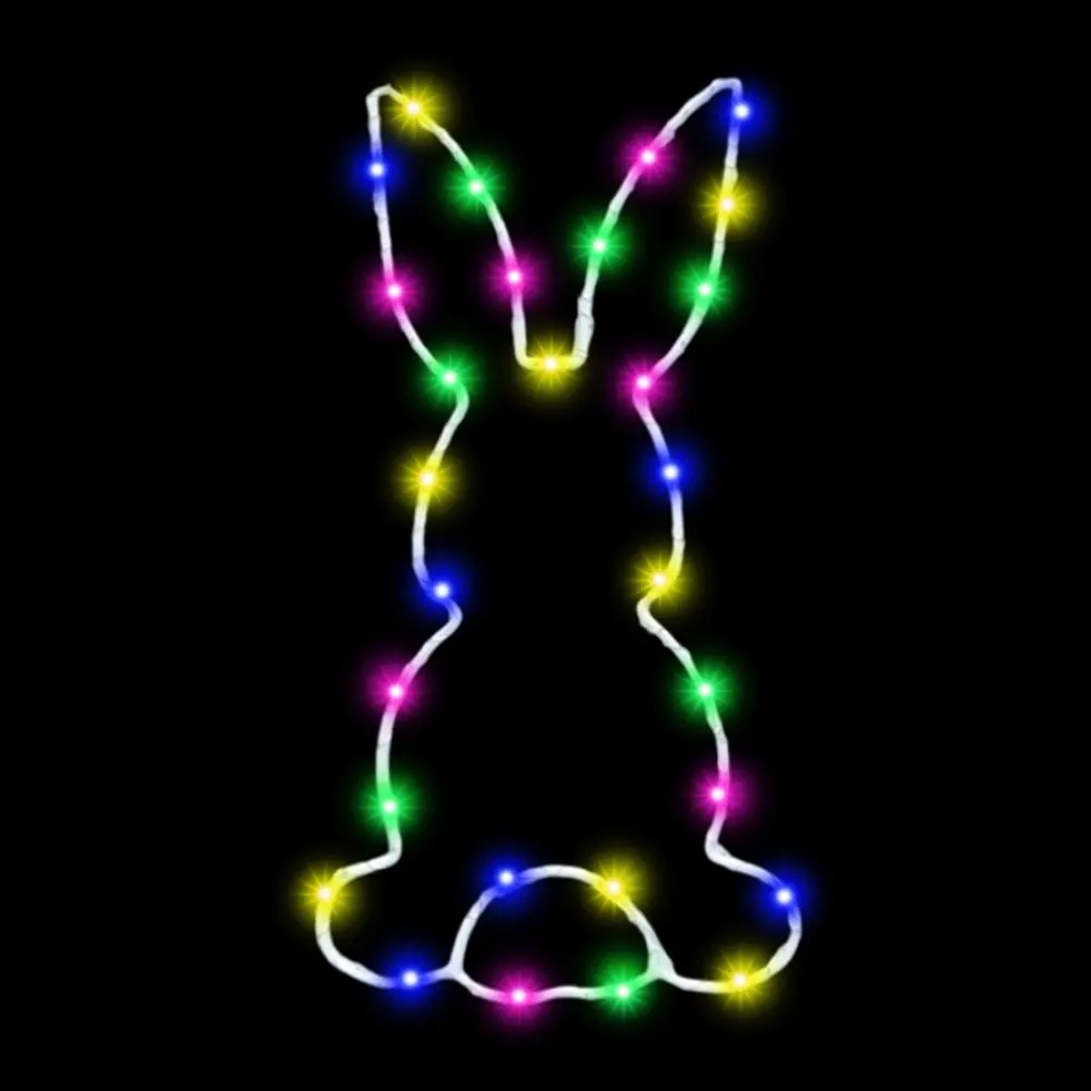 2Pcs LED Easter Rabbit Window Light with Suction Cup Hanging Fairy Lights Battery Operated for Festive Atmosphere Decoration