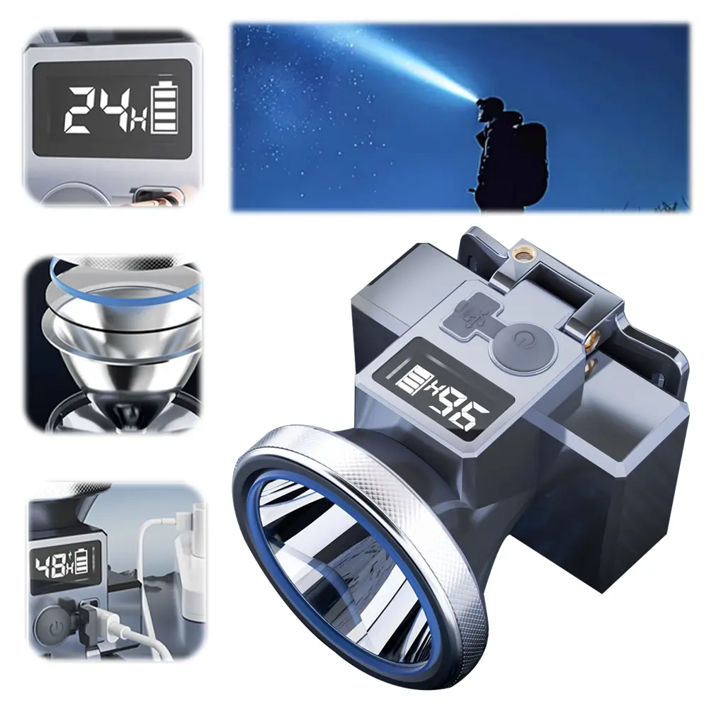 LED Headlamp Outdoor Camping Head Lamp Waterproof Camping Flashlight Adjustable Angle Super Bright Headlight for Fishing Hiking