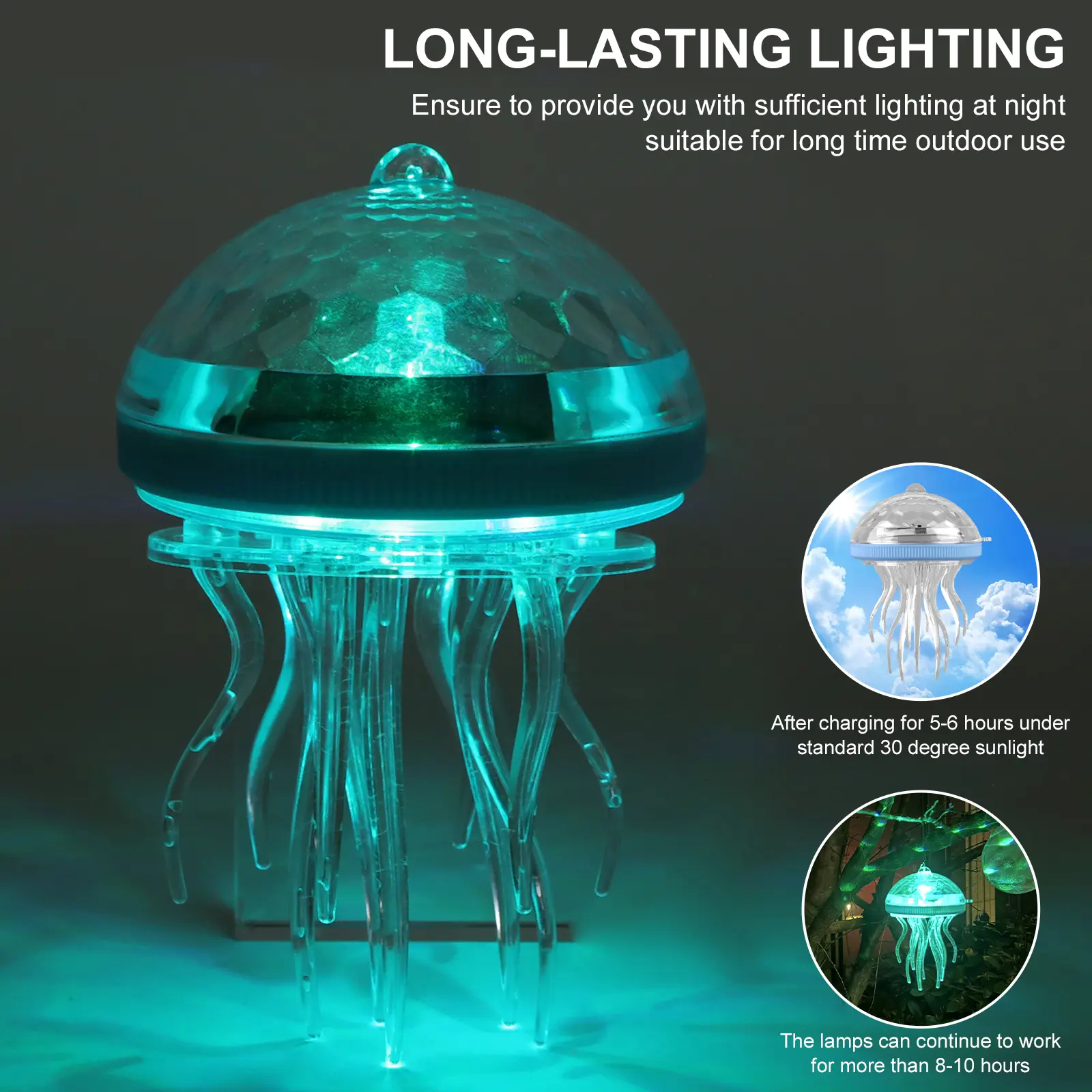 Solar Floating Pool Light Dynamic RGB Color Changing Rechargeable Hanging Light Waterproof Dimmable Night Light for Bathtub Pool