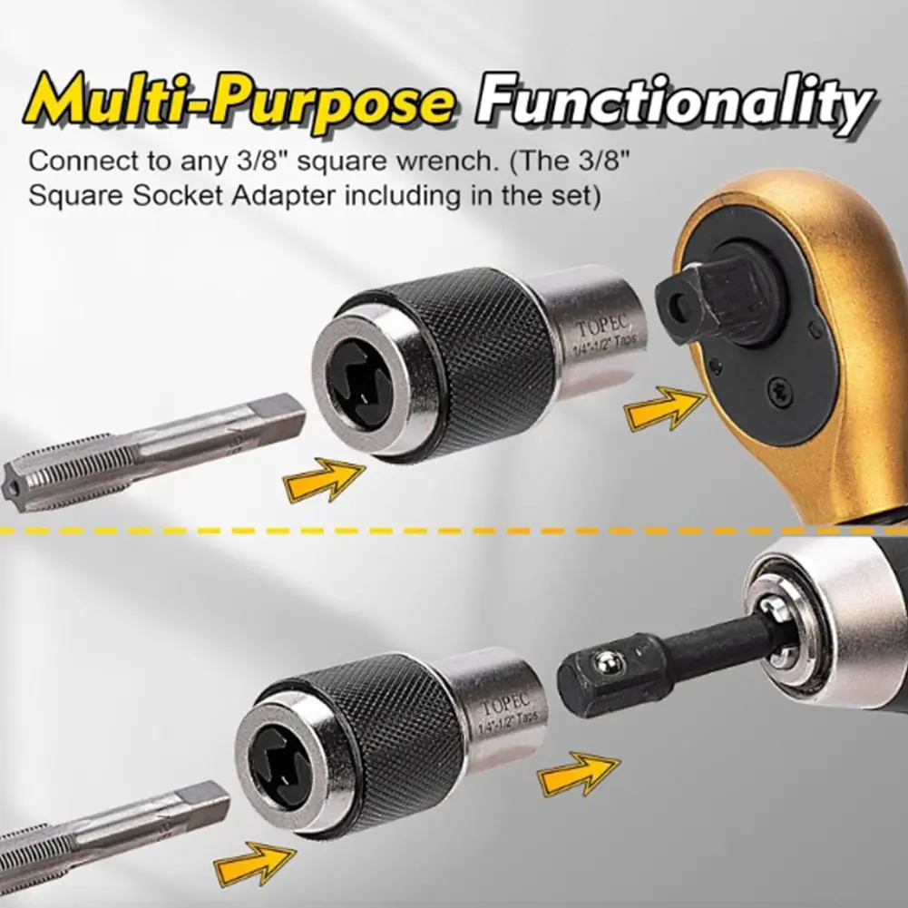 3Pcs Tap Socket Set with 3/8 Socket Adapter Extraction Tool with Adjustable Jaws for Taps Reamers Screw Extractors