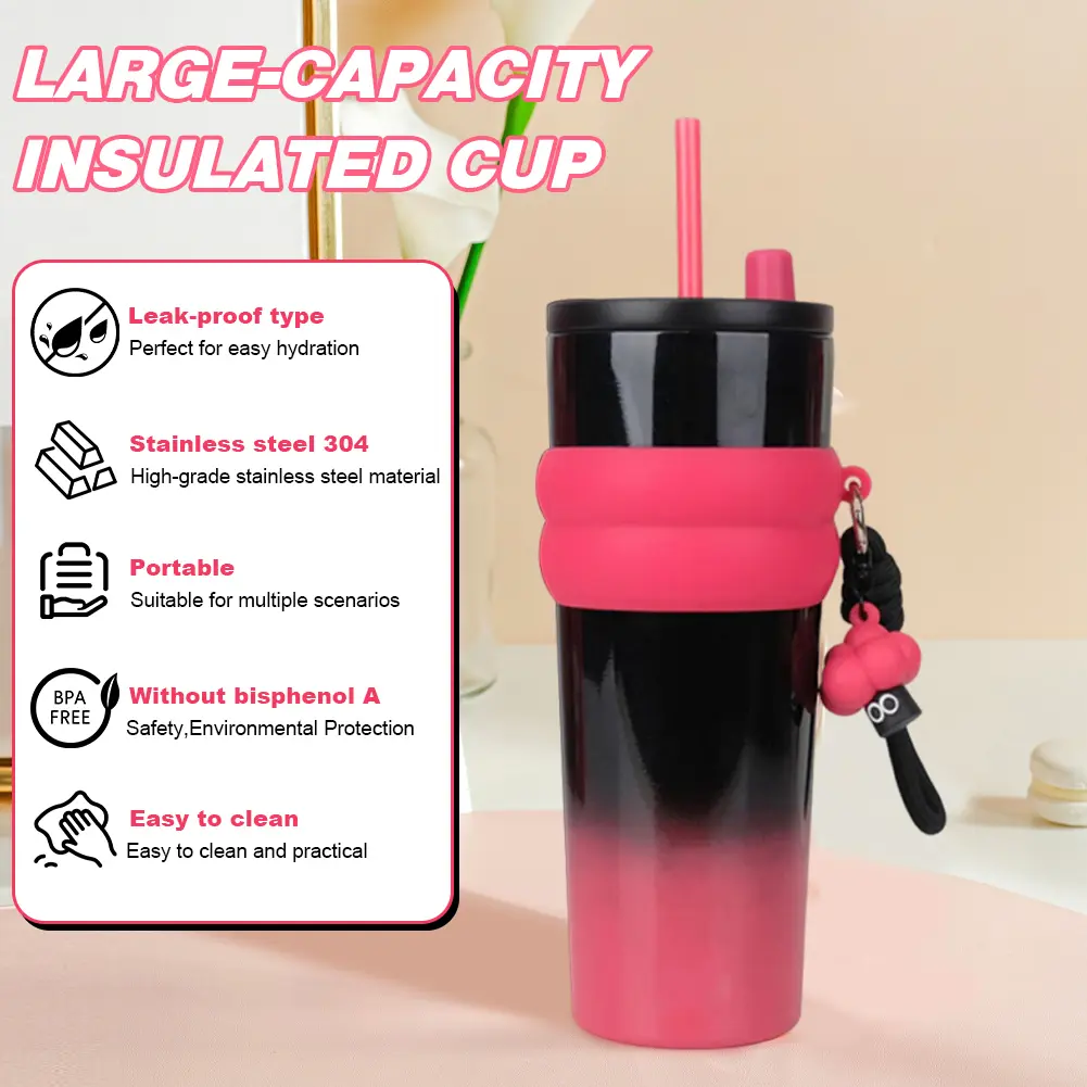700ml Gradient Color Space Cup Leak Proof Inner Insulated Cup Waterproof Portable Space Kettle for Outdoor Camping Hiking Picnic