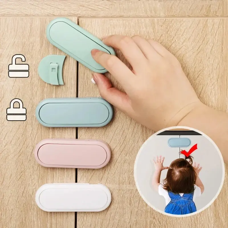 3/5/10Pcs Children's Drawer Safety Latch Cabinet Door Protection Baby Anti Pinch Hand Invisible Lock Opposite Door Wardrobe Lock