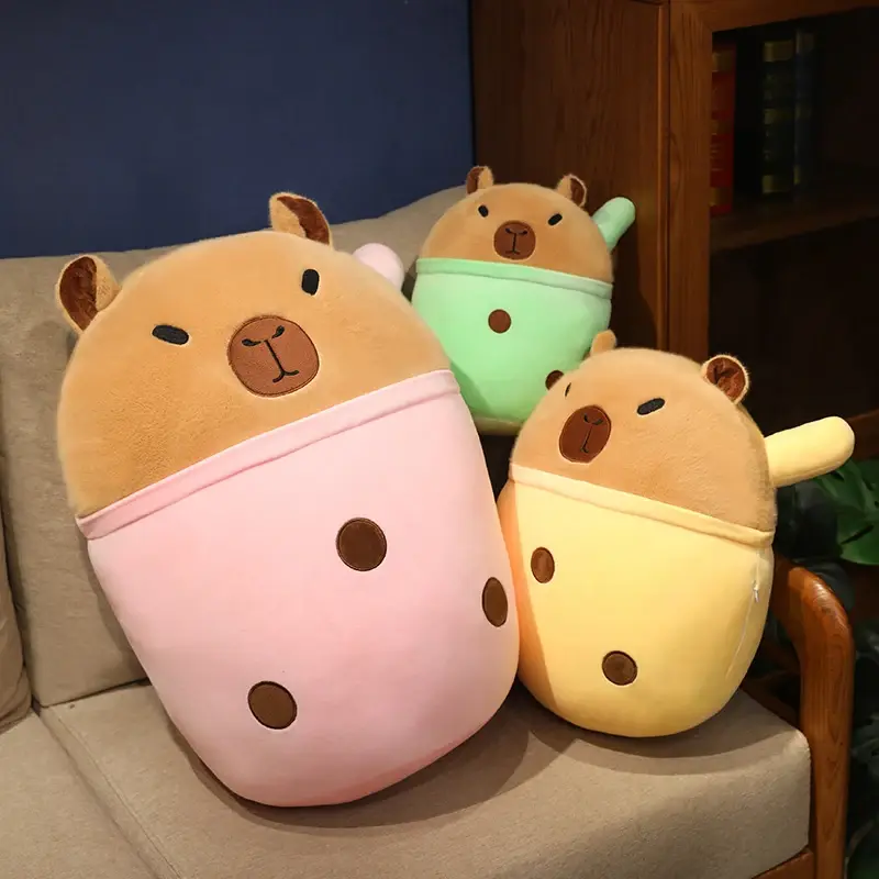 Capybara Plush Toy Simulation Capibara  Milk Tea Fluffy Doll Stuffed Animals Bubble  Funny Gift For Christmas