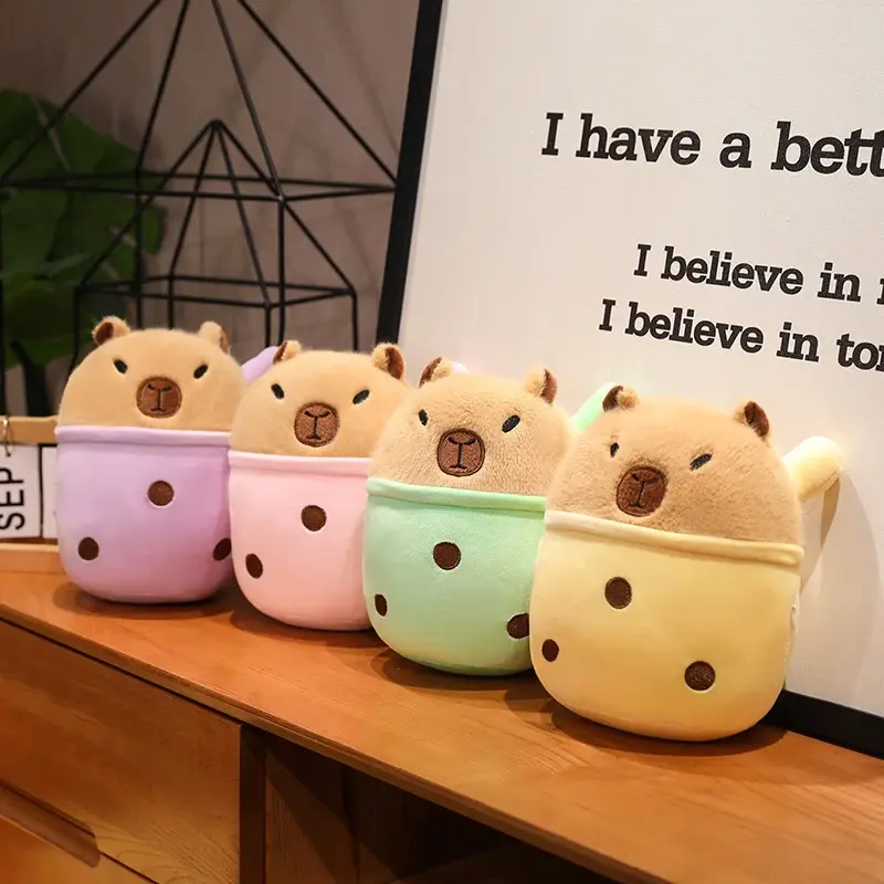 Capybara Plush Toy Simulation Capibara  Milk Tea Fluffy Doll Stuffed Animals Bubble  Funny Gift For Christmas