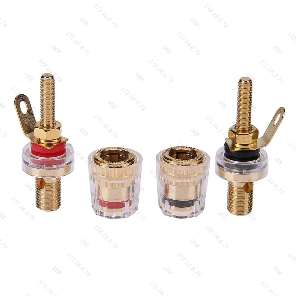 2pcs 4mm Banana Socket Professional Gold Plated Binding Post Nut Banana Plug Jack Connector Clear Speaker Jack Adapter Socket