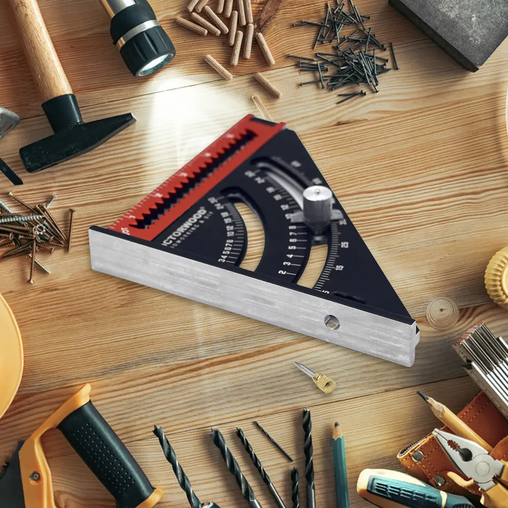 Folding Triangle Angle Ruler Protractor 2-in-1 Triangle Squares Ruler Positioning Angle Woodworking Tool Scriber Measuring Tools