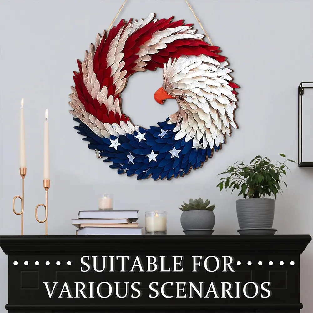 American Flag Eagle Wreath Independence Day Wreath 4th of July Wreath for Front Door Decorations