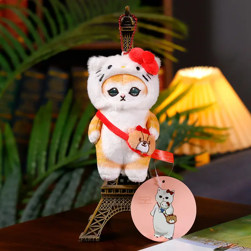 Sanrio Shark Cat Kuromi Hello Kitty Hangyodon Plush Toys Cinnamoroll Cat Cosplay Mofusand Plush Keychain Pendant Girls Gifts