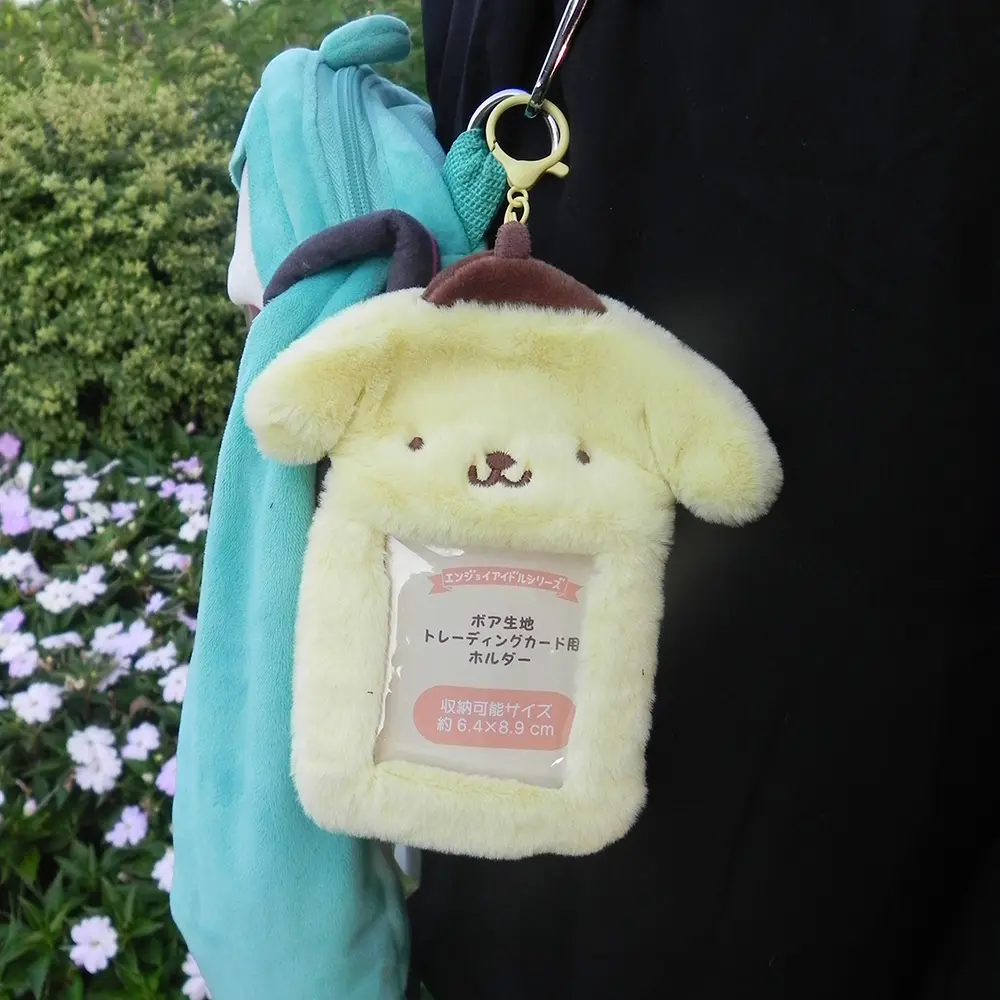 Sanrio Kawaii Plush Keychain ID Card Hello Kitty Kuromi Melody Cinnamoroll Lovely Photo Card Cute Bag Pendant Student Gifts Kids
