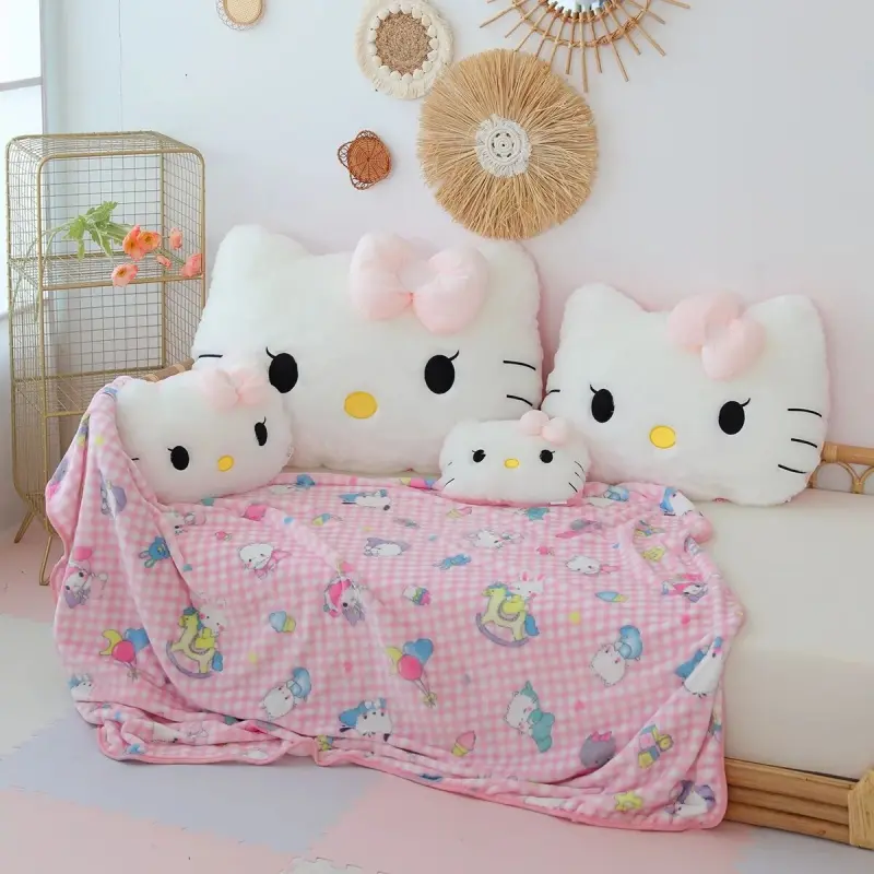 Big Size Sanrio Hello Kitty Headrest Back Cushion Melody Cuddly Pillow Blanket Sofa Bed Decor Pillow Hug Plushies Xmas Gifts