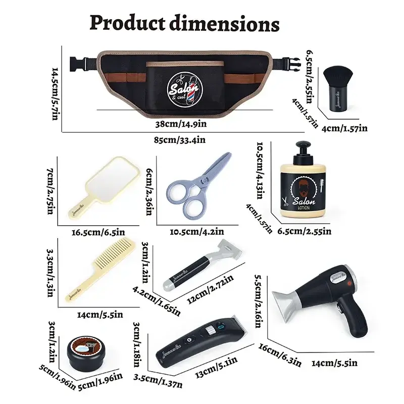Kids Toys Barber Role Pretend Play for Boys Beauty Fashion Electric Hairdressing Cosmetics Tools Set Hair Salon Shaving Sets Toy