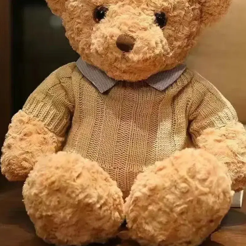Brown bear toy Princess plush doll A bear in a sweater A girl's birthday present Boy's couch pillow bear doll 30cm and 40cm