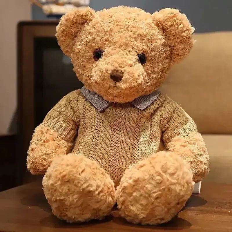 Brown bear toy Princess plush doll A bear in a sweater A girl's birthday present Boy's couch pillow bear doll 30cm and 40cm