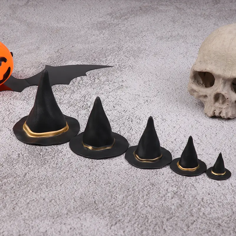 6/10Pcs Dollhouse Felt Cloth Tiny Hats Ornament Cover Miniature Witch Hat Small Hats For Cake Decor Halloween Decoration Toy