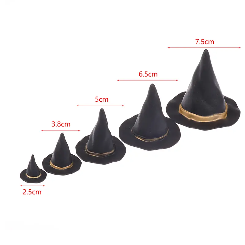 6/10Pcs Dollhouse Felt Cloth Tiny Hats Ornament Cover Miniature Witch Hat Small Hats For Cake Decor Halloween Decoration Toy