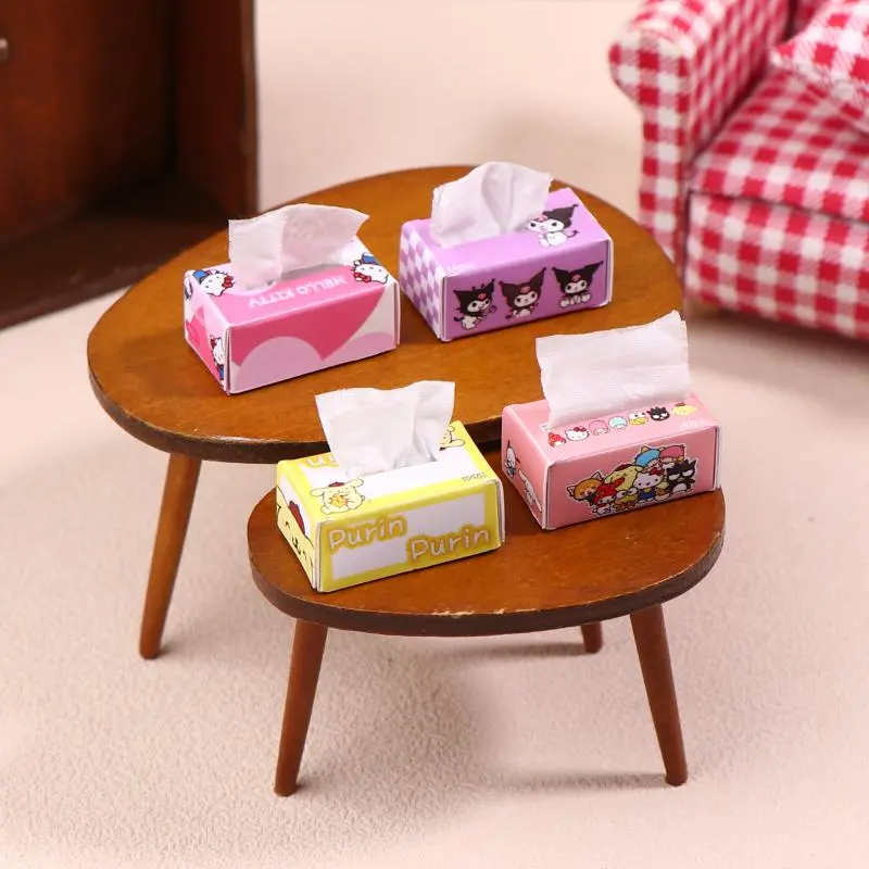1:12 Dollhouse Miniature Hello Kitty Tissue Box Paper Box Model Decor Toy Doll House Accessories