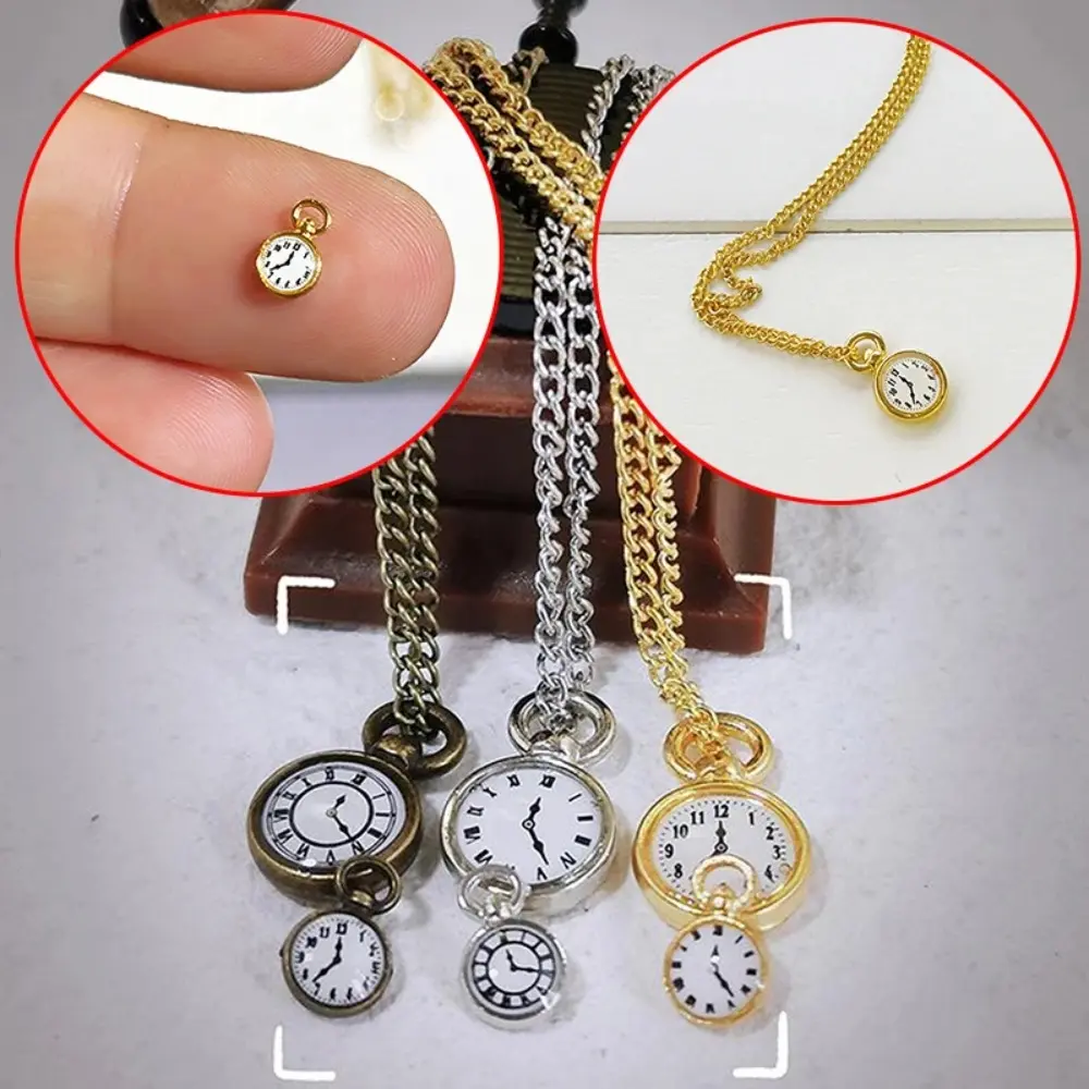 1Pc ob11 Miniature Toy Mini Necklace Pocket Watch for Doll 1/6  Figure Doll Accessories Dollhouse Decoration