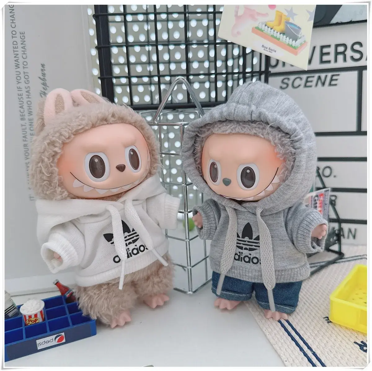 17cm Labubu I II Doll Clothing Fashion Hoodie Pants Sweatshirt Korean Idol Trendy DIY Doll Clothing Accessories Toy Gift