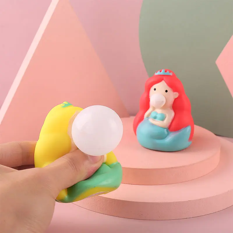 Animal Cute Anti-Stress Ball Decompression Bubble Mermaid Toys Soft Sticky Squishi Stress Relief Toys Funny Gift J100