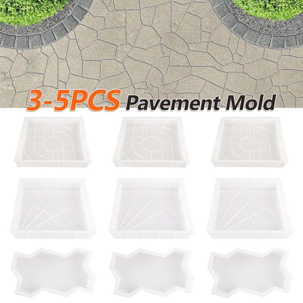 3-5PCS Plastic Concrete Molds Reusable DIY Garden Pavement Mold Path Paving Concrete Brick Mould for Sidewalk Walkway Path Patio